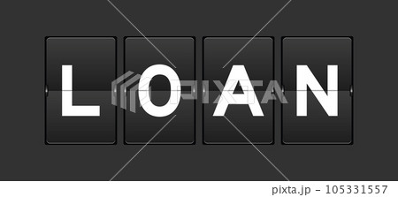Black color analog flip board with word loan on gray background 105331557