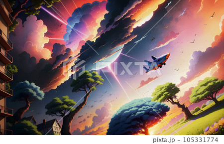 Creating a beautiful fantasy landscape with the help of artificial intelligence. 105331774