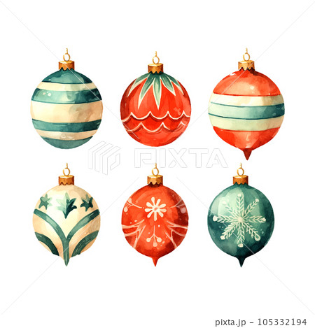 Vintage christmas tree toys watercolor, great design for any purposes. 105332194