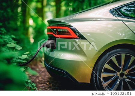 Green Energy Concept with Electric Vehicle Charging Generative Ai. 105332201
