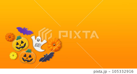 ハロウィンのアイシングクッキーセット 背景イラスト リアル ハロウィンのアイシングクッキーセット 背景イラスト リアル 105332916