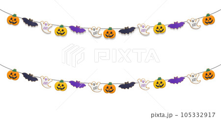 ハロウィンのアイシングクッキーガーランド 背景イラスト リアル 105332917