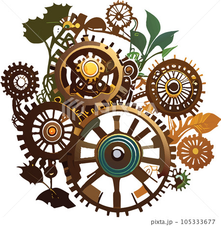 natural energy powered machine with gears and cogs natural energy powered machine with gears and cogs 105333677