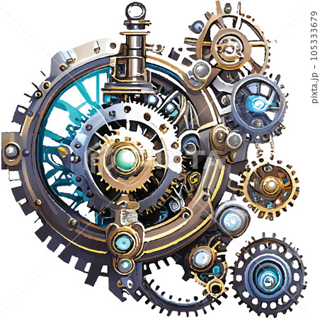 natural energy powered machine with gears and cogs  105333679