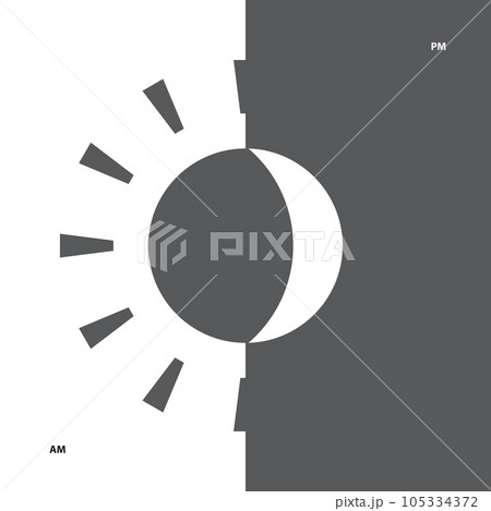 AM PM Icon, Morning Evening Symbol, Day and Night Sign AM PM Icon, Morning Evening Symbol, Day and Night Sign 105334372