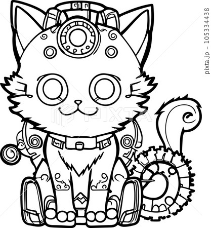 cat with a butterfly sket steampunk inspired drawing of natural  cat with a butterfly sket steampunk inspired drawing of natural  105334438