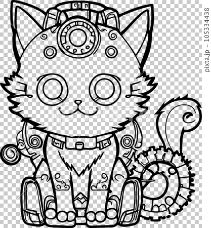 cat with a butterfly sket steampunk inspired drawing of natural  cat with a butterfly sket steampunk inspired drawing of natural  105334438