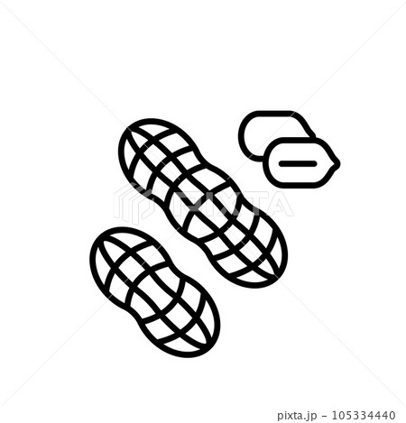 Peanut Icon, Pea Nuts Snack Symbol, Peanuts Sign, Line Peanut Icon Illustration Peanut Icon, Pea Nuts Snack Symbol, Peanuts Sign, Line Peanut Icon Illustration 105334440