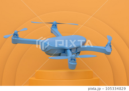 Abstract scene or podium with drone or quad copter with action camera 105334829