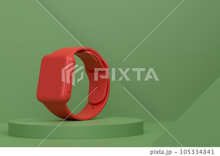 Abstract scene or podium with smart watch or fitness tracker on monochrome 105334841