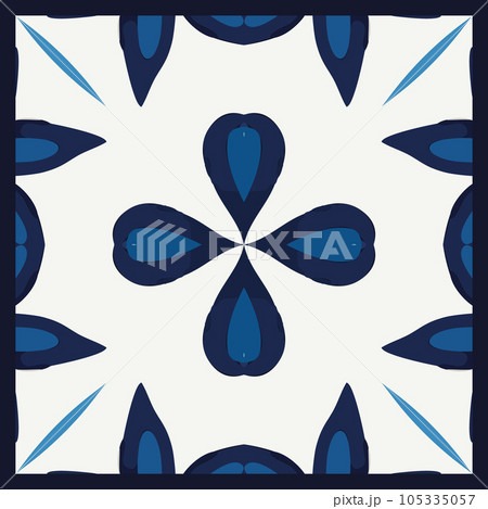Blue Tiles Background, Old Fasion Retro Azulejo Mosaic Tile, Vintage Portuguese Wall Ceramic Seamless Pattern Blue Tiles Background, Old Fasion Retro Azulejo Mosaic Tile, Vintage Portuguese Wall Ceramic Seamless Pattern 105335057