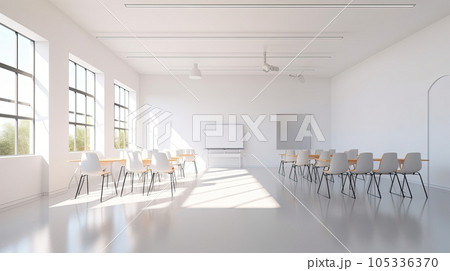 Minimal style interior room with white wall. dance hall, office space Minimal style interior room with white wall. dance hall, office space 105336370