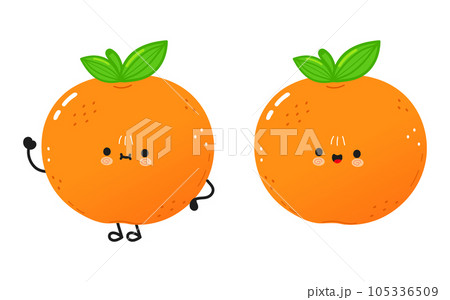Tangerine fruit character. Vector hand drawn cartoon kawaii character illustration icon. Isolated on white background. Tangerine fruit character concept 105336509