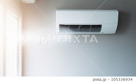 Conditioners, realistic air conditioning eqipment mockup. Working and blowing out cold, fresh flows through vents, cooling room air conditioner unit. AC installing, maintenance service Conditioners, realistic air conditioning eqipment mockup. Working and blowing out cold, fresh flows through vents, cooling room air conditioner unit. AC installing, maintenance service 105336934