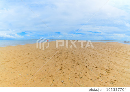 View of the sand path of Coroa Vermelha beach 105337704