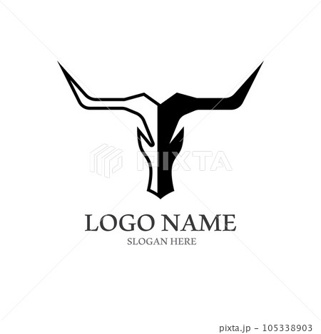 bull horn logo with template vector style. 105338903