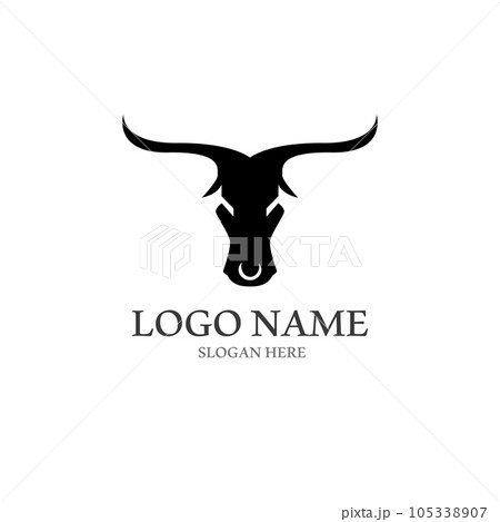 bull horn logo with template vector style. 105338907