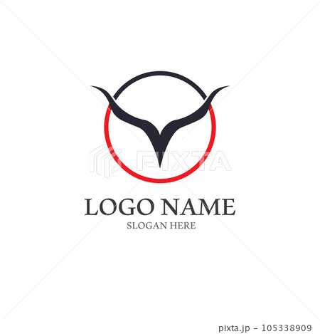 bull horn logo with template vector style. bull horn logo with template vector style. 105338909