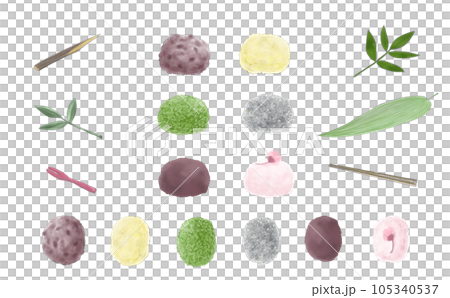 水彩風のおはぎのイラストセット 105340537
