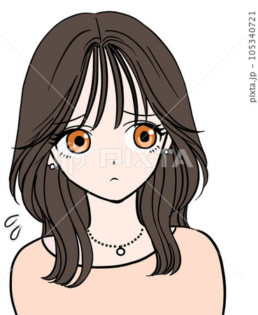 不安に思うロングヘアの可愛い女の子 105340721