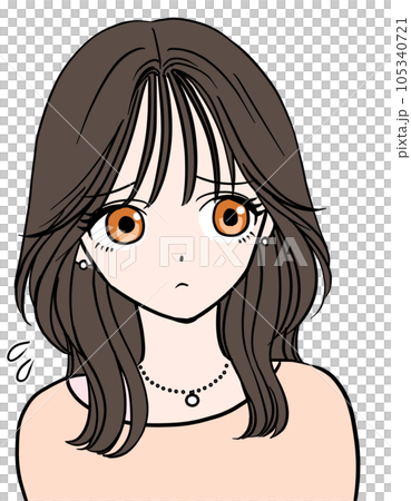 不安に思うロングヘアの可愛い女の子 105340721