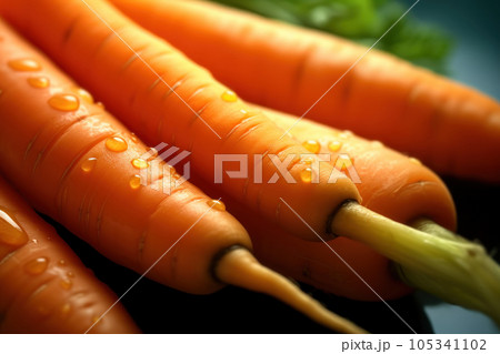 Capture the vibrant colors and intricate textures of carrots with these closeup shots. 105341102
