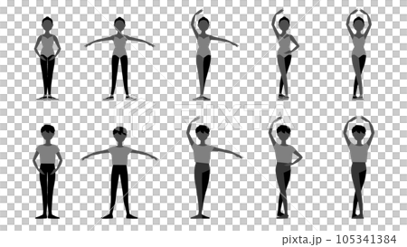 舞者剪影插畫集_古典芭蕾舞姿勢 105341384