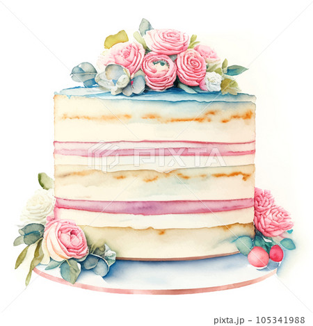お花のウェディングケーキの水彩イラスト Generative AI お花のウェディングケーキの水彩イラスト Generative AI 105341988