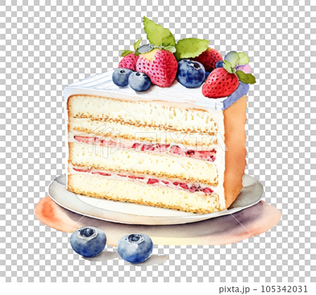 Shortcake with strawberries and blueberries Generative AI 105342031
