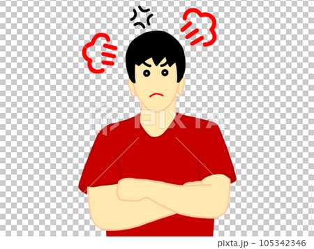 這是一個憤怒的人雙臂交叉的插圖。 105342346