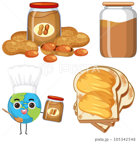 Peanut Butter Elements and Icons Set Peanut Butter Elements and Icons Set 105342548