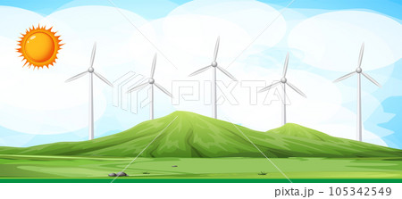 Windmill clean energy in nature background 105342549