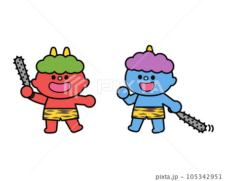 節分 赤鬼・青鬼の子どもたち 節分 赤鬼・青鬼の子どもたち 105342951