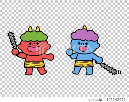 節分 赤鬼・青鬼の子どもたち 節分 赤鬼・青鬼の子どもたち 105342951