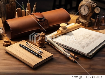 クラシックな文房具と日記とデスク冒険のイメージ クラシックな文房具と日記とデスク冒険のイメージ 105343064