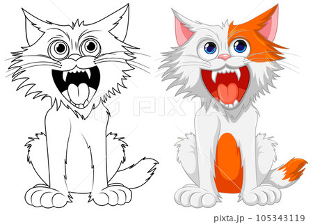 Ferocious Cat Outline Cartoon 105343119
