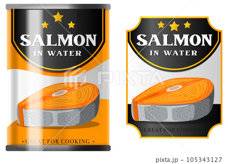 Salmon in water food can vector Salmon in water food can vector 105343127