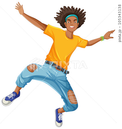 Black African American Man Cartoon Character with Afro Hair 105343138