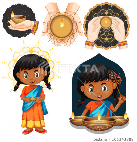 Set of mix diwali objects Set of mix diwali objects 105343888