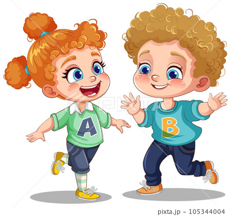 Couple kid different race dancing together Couple kid different race dancing together 105344004