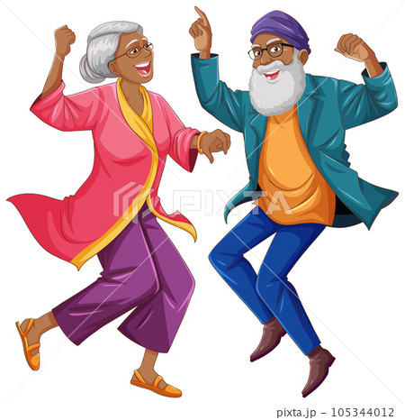 Happy old indian couple dancing Happy old indian couple dancing 105344012
