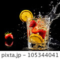 Fresh fruit cocktail in freeze motion splashing 105344041