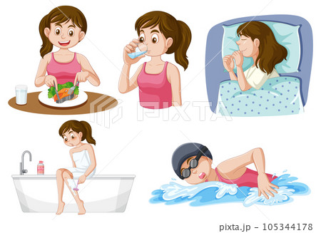 Puberty Girls doing different activities collection 105344178