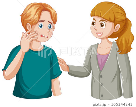 Teenage Boy Getting Skincare Tips from Supportive Friend 105344243