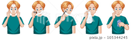 Teenage Man Shaving and Taking Care of His Skin 105344245