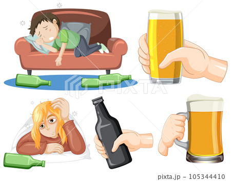 Unhealthy people with alcoholic drinks Unhealthy people with alcoholic drinks 105344410