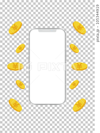 Smartphone and coin 105344919
