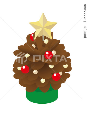 松ぼっくりで作るクリスマスツリーのベクターイラストのイラスト素材
