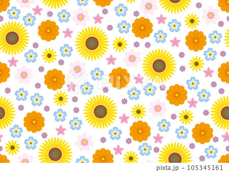 カラフルな花柄プリントのシームレスなパターン 105345161