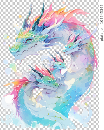 水彩で描いた龍(辰)の家族 AI生成画像 水彩で描いた龍(辰)の家族 AI生成画像 105345343